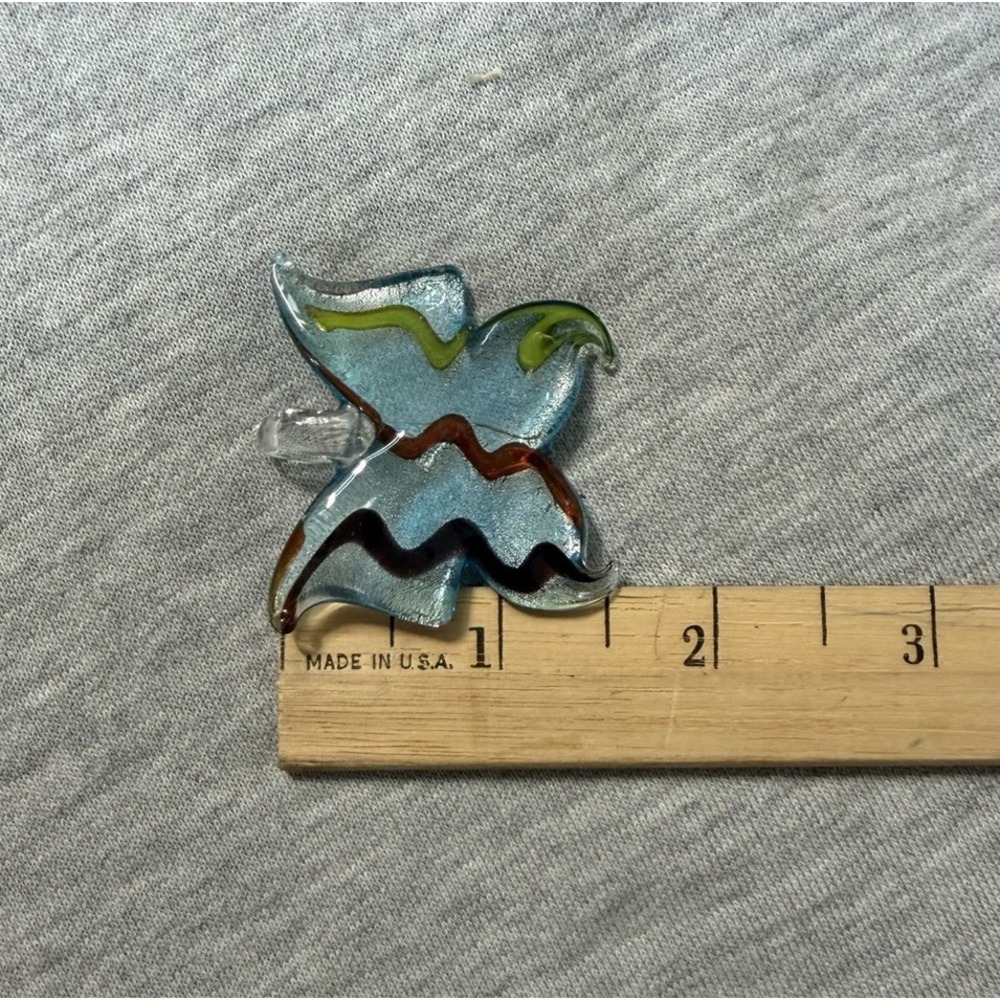 Art Glass PENDANTS (7) Handmade Artisan Flower Butterfly Millefiori Heart Shapes - Picture 9 of 16
